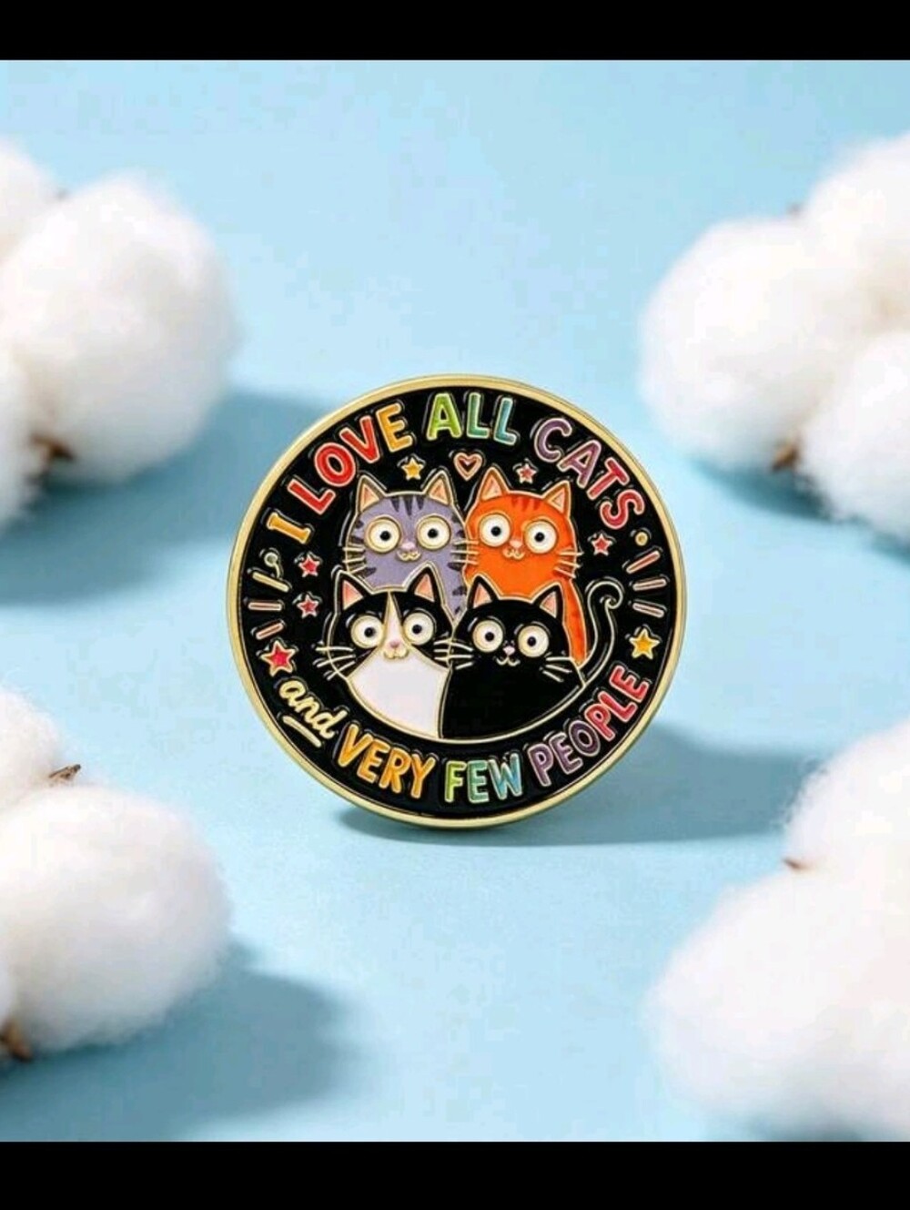 I Love All Cats Enamel Pin - Multicolor Cat Badge